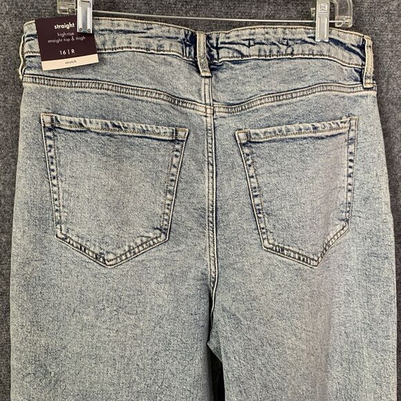 AVA & VIV Stone Wash Button Fly Ankle Jeans Sz 16 NWT Straight Leg Cuffs Hi-rise - Picture 9 of 14